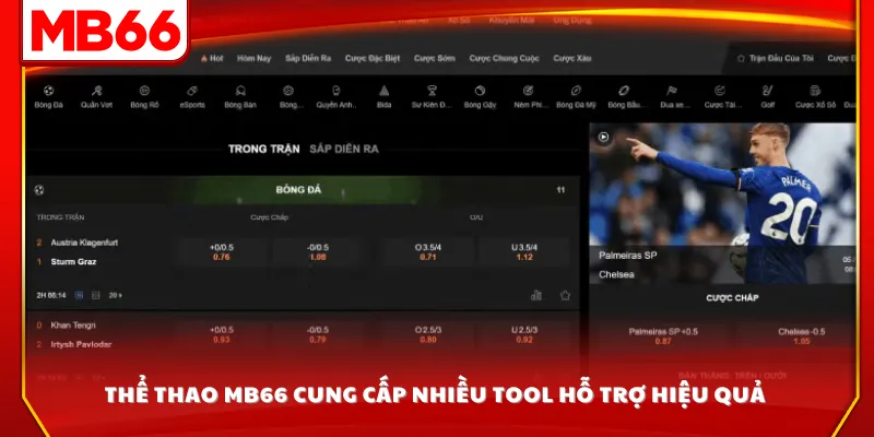 Thể thao MB66 cung cấp nhiều tool hỗ trợ hiệu quả 